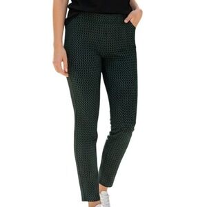 MARGARET M Slimming Pant Navy Green Geometric Chain Link Print Pants EUC‎  Small